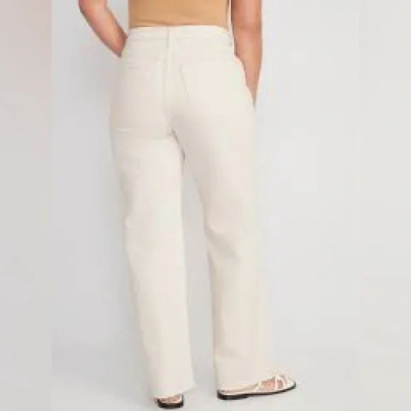 Old Navy extra high rise sky-hi Wide legg offwhite jeans plus size jeans - Picture 3 of 7